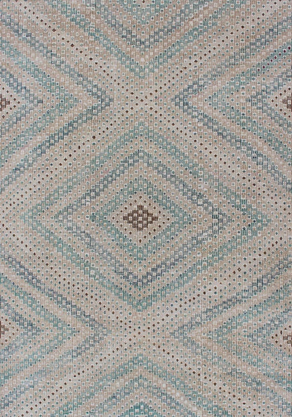 Diamond Design Vintage Turkish Embroidered Kilim in Tan, blue, Cream, and Light Green. Keivan Woven Arts / rug/EN - 176753, country of origin / type: Turkey / Kilim, circa 1950 Measures: 6'1 x 9'2 This Embroidered kilim rug from Turkey fea... - Keivan Woven ArtsEN - 176753 - 11239Rug