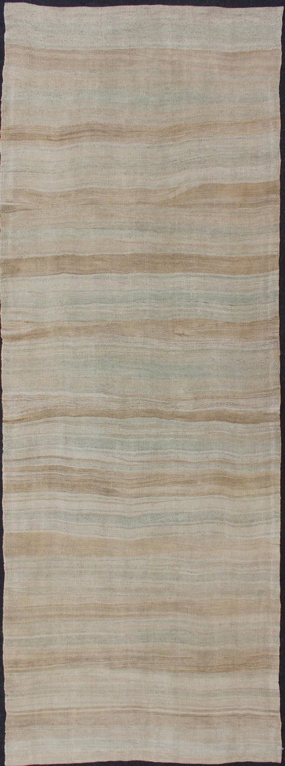 Striped Flat - Weave Vintage Turkish Kilim Wide Gallery Runner With Light Colors Stripe design Kilim gallery runner from Turkey. Keivan Woven Arts / rug EN - 176830, country of origin / type: Turkey / Kilim, circa 1950 This lightly - colore... - Keivan Woven ArtsEN - 176830 - 11956Rug
