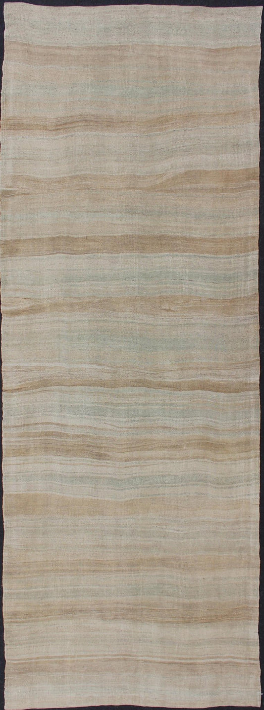 Striped Flat - Weave Vintage Turkish Kilim Wide Gallery Runner With Light Colors Stripe design Kilim gallery runner from Turkey. Keivan Woven Arts / rug EN - 176830, country of origin / type: Turkey / Kilim, circa 1950 This lightly - colore... - Keivan Woven ArtsEN - 176830 - 11956Rug