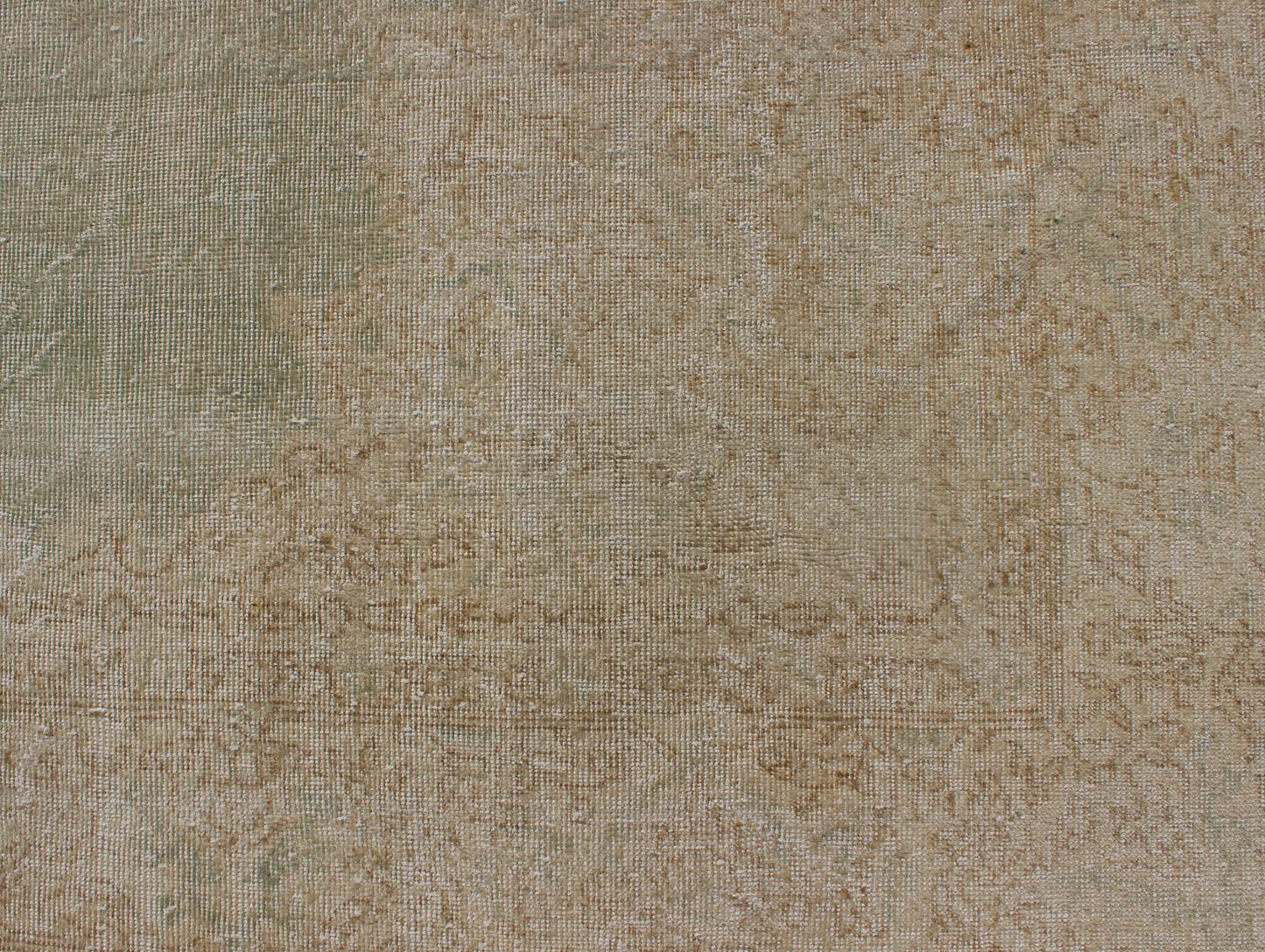 Distressed Turkish Carpet with Floral Medallion in Light Green, Tan and Taupe kwarugs Unique Turkish distressed rug with muted colors in taupe, light green, beige rug en - 176863, country of origin / type: Turkey / 1940, This vintage Turki... - Keivan Woven ArtsEN - 176863 - 12531Rug