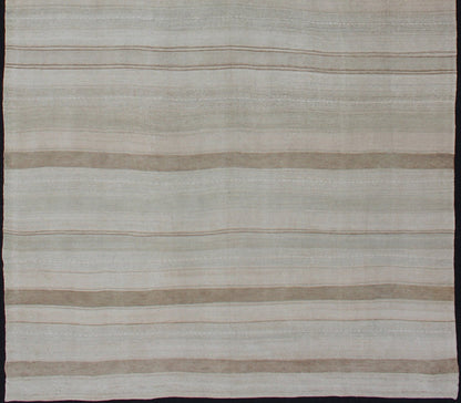 Large Gallery Runner Vintage Turkish Kilim Stripes in Light Camel and Neutral Tone Keivan Woven Arts - Stripe design Kilim Gallery Rug / runner in cream and taupe light camel and neutrals , rug EN - 176882, country of origin / type: Turkey / Kilim, ci... - Keivan Woven ArtsEN - 176882 - 12743Rug