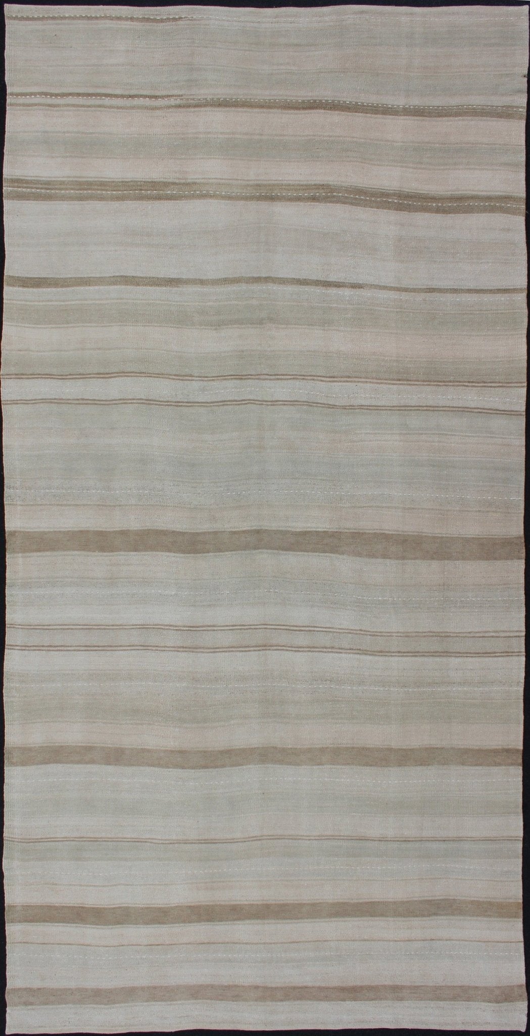 Large Gallery Runner Vintage Turkish Kilim Stripes in Light Camel and Neutral Tone Keivan Woven Arts - Stripe design Kilim Gallery Rug / runner in cream and taupe light camel and neutrals , rug EN - 176882, country of origin / type: Turkey / Kilim, ci... - Keivan Woven ArtsEN - 176882 - 12743Rug