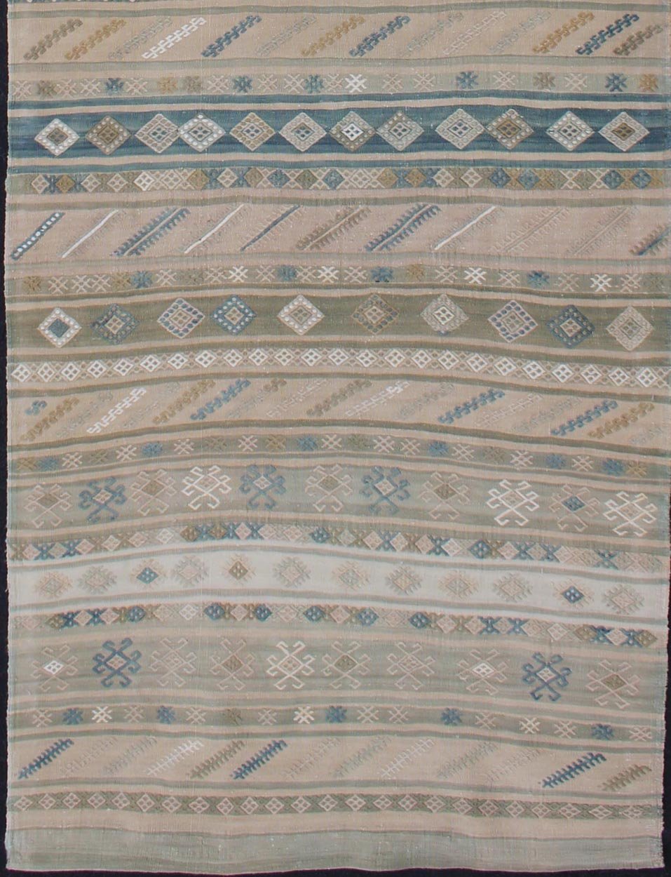 Natural - Toned Turkish Flat - Weave Kilim With Geometric Stripes And Motifs Stripe design Kilim runner with geometric motifs. Keivan Woven Arts / rug en - 176922, country of origin / type: Turkey / Kilim, circa 1950 This flat - woven Kilim runne... - Keivan Woven ArtsEN - 176922 - 11411Rug