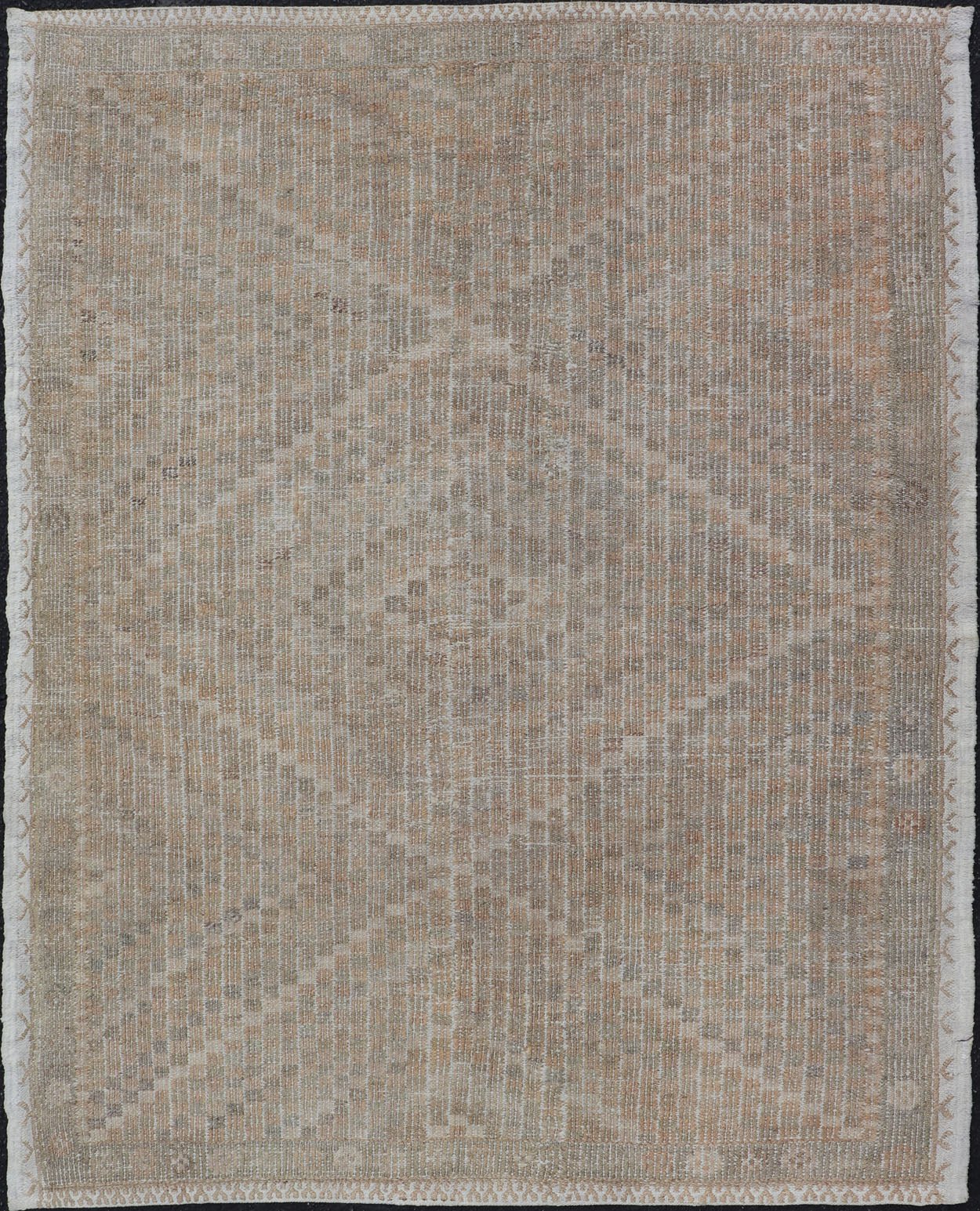Vintage Turkish Embroidered Flat - Weave Rug iv Diamond & Geometric Design. Country of Origin: Turkey; Type: Kilim; Design: Diamond; Keivan Woven Arts: rug EN - 176989; Mid - 29th Century Measures: 4'0 x 5'1 This hand - woven Kilim features mut... - Keivan Woven ArtsEN - 176989 - 15352Rug