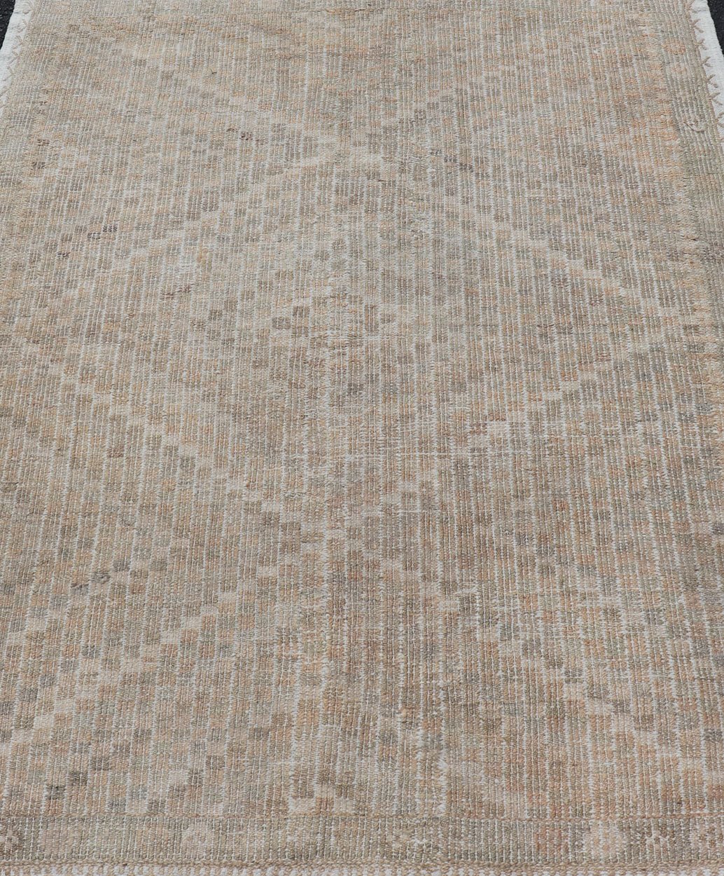 Vintage Turkish Embroidered Flat - Weave Rug iv Diamond & Geometric Design. Country of Origin: Turkey; Type: Kilim; Design: Diamond; Keivan Woven Arts: rug EN - 176989; Mid - 29th Century Measures: 4'0 x 5'1 This hand - woven Kilim features mut... - Keivan Woven ArtsEN - 176989 - 15352Rug