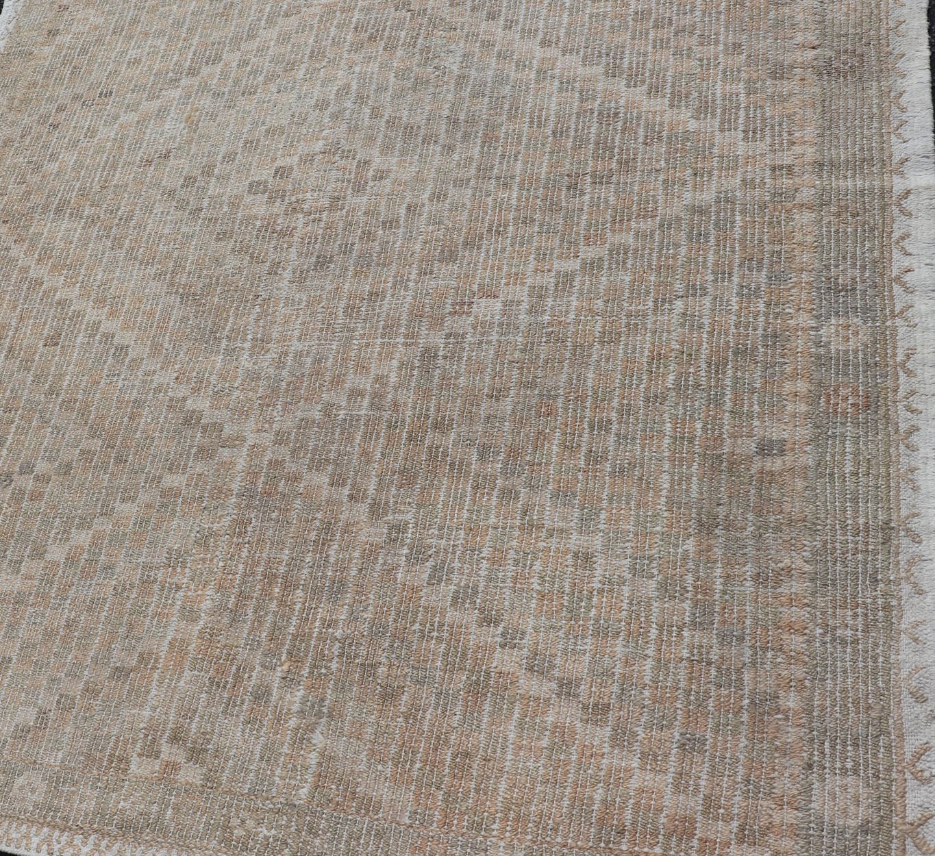 Vintage Turkish Embroidered Flat - Weave Rug iv Diamond & Geometric Design. Country of Origin: Turkey; Type: Kilim; Design: Diamond; Keivan Woven Arts: rug EN - 176989; Mid - 29th Century Measures: 4'0 x 5'1 This hand - woven Kilim features mut... - Keivan Woven ArtsEN - 176989 - 15352Rug