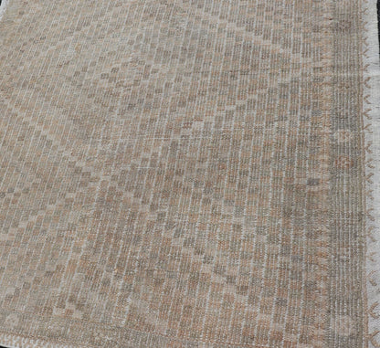 Vintage Turkish Embroidered Flat - Weave Rug iv Diamond & Geometric Design. Country of Origin: Turkey; Type: Kilim; Design: Diamond; Keivan Woven Arts: rug EN - 176989; Mid - 29th Century Measures: 4'0 x 5'1 This hand - woven Kilim features mut... - Keivan Woven ArtsEN - 176989 - 15352Rug
