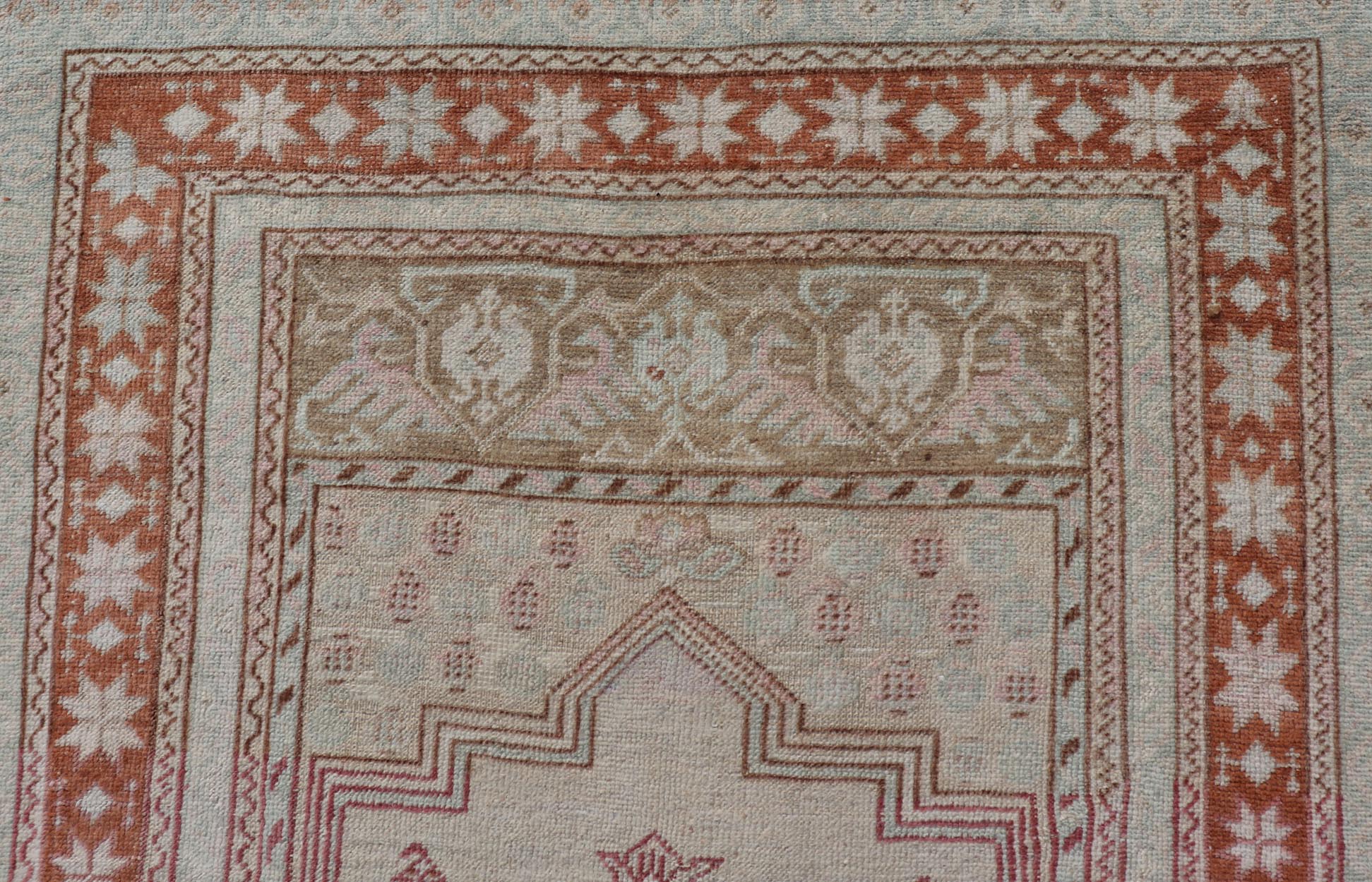 Vintage Turkish Oushak Rug with Medallion Design in Taupe, Light Green, & Brown Measures: 3'4 x 5'4 Hand - knotted in Turkey during the 1940's, this vintage Oushak features a great medallion and layer cornices. The field is lined in a bro... - Keivan Woven ArtsEN - 178056 - 18661Rug