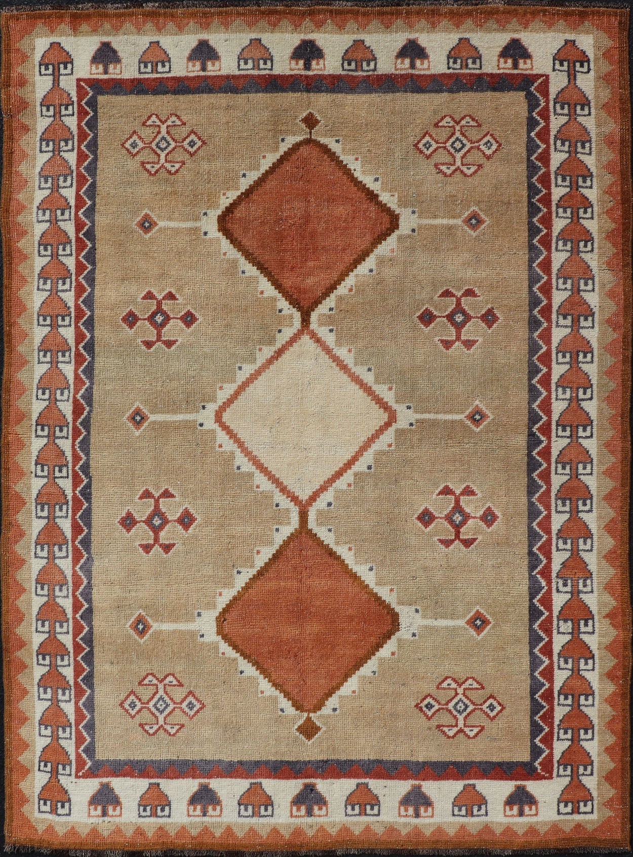 Vintage Hand Knotted Tulu - Gabbeh Rug with Tribal Design of Medallions Tribal Design Vintage Hand Knotted Tulu - Gabbeh Rug with Medallions rug EN - 178171, Keivan Woven Arts / country of origin / type: Turkey / Gabbeh - Tulu, circa 1950 ... - Keivan Woven ArtsEN - 178171 - 17472Rug