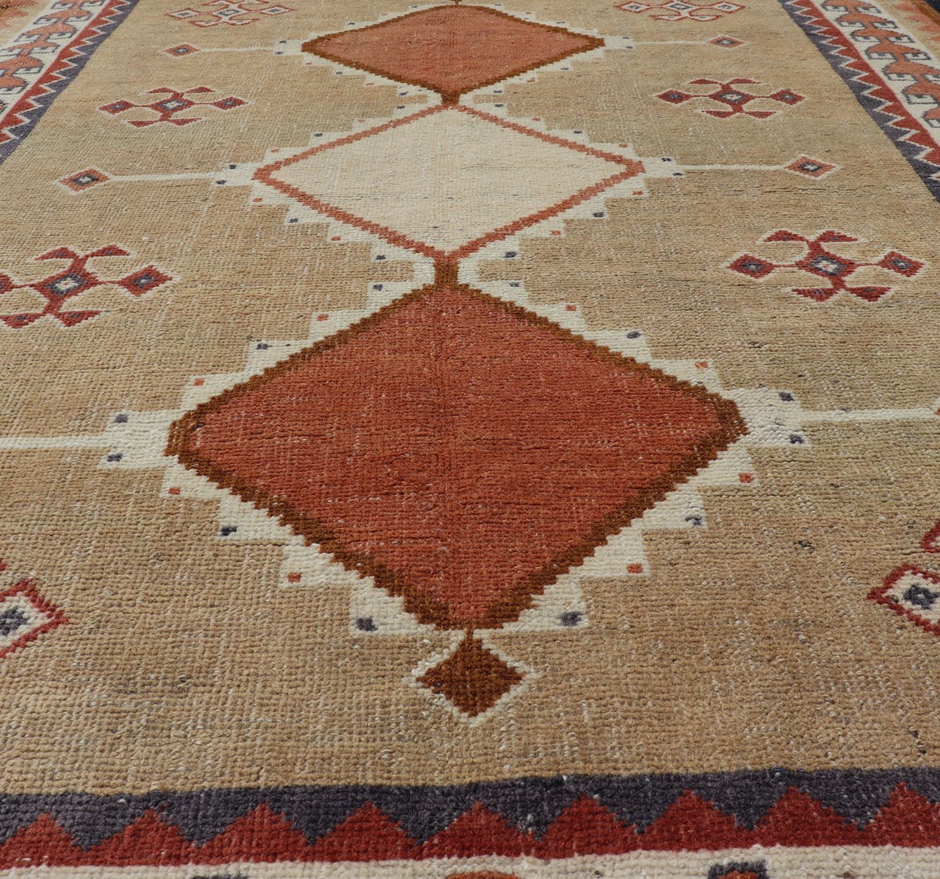 Vintage Hand Knotted Tulu - Gabbeh Rug with Tribal Design of Medallions Tribal Design Vintage Hand Knotted Tulu - Gabbeh Rug with Medallions rug EN - 178171, Keivan Woven Arts / country of origin / type: Turkey / Gabbeh - Tulu, circa 1950 ... - Keivan Woven ArtsEN - 178171 - 17472Rug