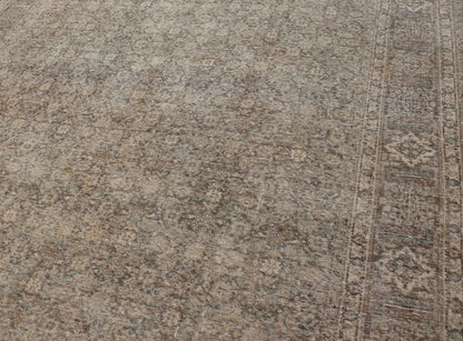 Light Green, Brown & Tan Persian Tabriz Antique Rug in All Over Herati Design . Distressed antique Tabriz in light green background, Brown, taupe and tan colors, Antique Persian Tabriz rug, rug EN - 178439, country of origin / type: Iran / Tabriz... - Keivan Woven ArtsEN - 178439 - 14250Rug