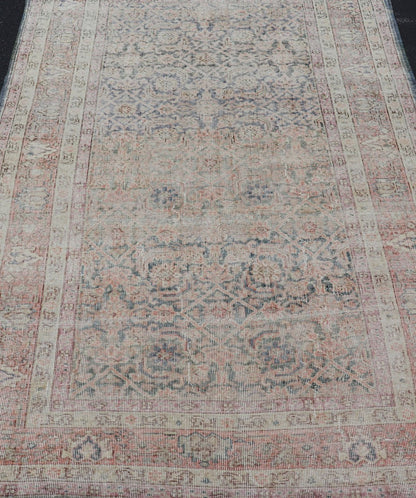 Antique Persian Malayer Rug in Variegated Gray - Blue, Cream and Soft Pink Antique Persian Malayer rug with all - over design. Keivan Woven Arts / rug EN - 178464, country of origin / type: Iran / Hamadan, circa 1920 early 20th century antique... - Keivan Woven ArtsEN - 178464 - 17484Rug