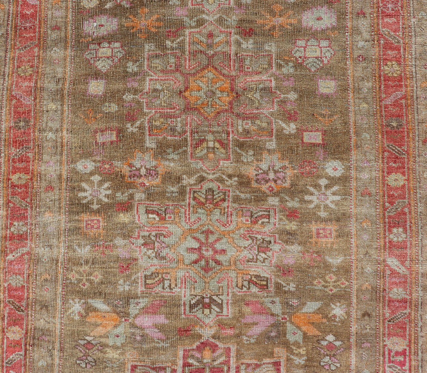 Turkish Oushak - Konya Gallery Runner with Tribal Medallion Designs and Geometric Motifs. Keivan Woven Arts / rug/EN - 178579, country of origin / type: Turkey / Oushak, circa 1920 Vintage Turkish Konya - Oushak geometric medallion tribal motif galler... - Keivan Woven ArtsEN - 178579 - 17490Rug