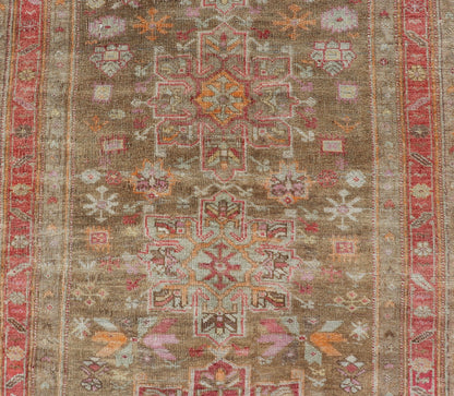 Turkish Oushak - Konya Gallery Runner with Tribal Medallion Designs and Geometric Motifs. Keivan Woven Arts / rug/EN - 178579, country of origin / type: Turkey / Oushak, circa 1920 Vintage Turkish Konya - Oushak geometric medallion tribal motif galler... - Keivan Woven ArtsEN - 178579 - 17490Rug