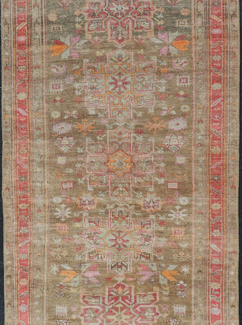 Turkish Oushak - Konya Gallery Runner with Tribal Medallion Designs and Geometric Motifs. Keivan Woven Arts / rug/EN - 178579, country of origin / type: Turkey / Oushak, circa 1920 Vintage Turkish Konya - Oushak geometric medallion tribal motif galler... - Keivan Woven ArtsEN - 178579 - 17490Rug