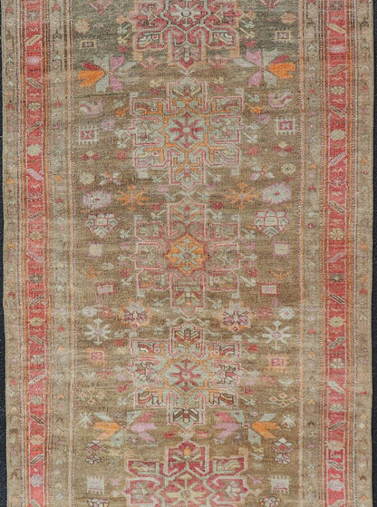 Turkish Oushak - Konya Gallery Runner with Tribal Medallion Designs and Geometric Motifs. Keivan Woven Arts / rug/EN - 178579, country of origin / type: Turkey / Oushak, circa 1920 Vintage Turkish Konya - Oushak geometric medallion tribal motif galler... - Keivan Woven ArtsEN - 178579 - 17490Rug
