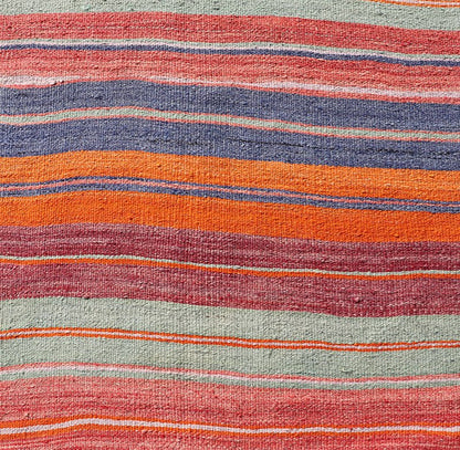Vintage Turkish Kilim with Horizontal Stripes in Multicolor Vintage Kilim Rug, rug EN - 178613, country of origin / type: Turkey / Kilim, circa Mid - 20th Century. Measures: 2'10 x 11'8. - Keivan Woven ArtsEN - 178613 - 18437Rug