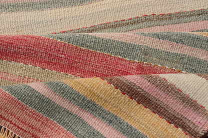 Colorful Vintage Turkish Kilim Runner with Stripes and Multi Colors. Keivan Woven Arts / rug EN - 178649, country of origin / type: Turkey / Kilim, circa Mid - 20th century. Measures: 2'6 x 13'5 Featuring a repeating horizontal stripe design, this u... - Keivan Woven ArtsEN - 178649 - 23637Rug