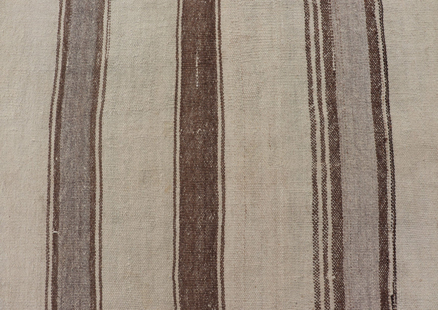 Vintage Turkish Kilim with Vertical Stripes in Tan, Taupe, Cream and Brown Vintage Kilim small Rug in Tan, Gray, Taupe, Cream & Brown, Keivan Woven Arts rug EN - 178677, country of origin / type: Turkey / Kilim, circa Mid - 20th Century. Mea... - Keivan Woven ArtsEN - 178677 - 18443Rug
