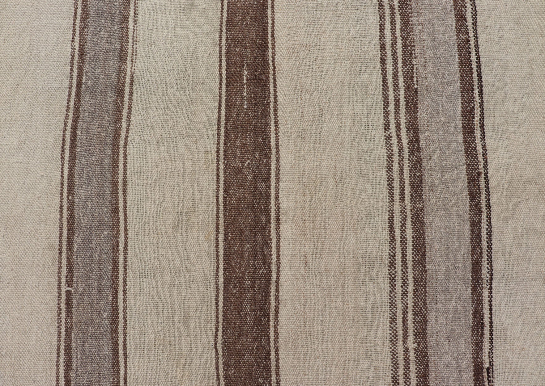 Vintage Turkish Kilim with Vertical Stripes in Tan, Taupe, Cream and Brown Vintage Kilim small Rug in Tan, Gray, Taupe, Cream & Brown, Keivan Woven Arts rug EN - 178677, country of origin / type: Turkey / Kilim, circa Mid - 20th Century. Mea... - Keivan Woven ArtsEN - 178677 - 18443Rug