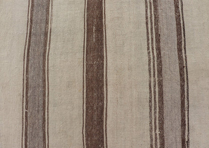 Vintage Turkish Kilim with Vertical Stripes in Tan, Taupe, Cream and Brown Vintage Kilim small Rug in Tan, Gray, Taupe, Cream & Brown, Keivan Woven Arts rug EN - 178677, country of origin / type: Turkey / Kilim, circa Mid - 20th Century. Mea... - Keivan Woven ArtsEN - 178677 - 18443Rug