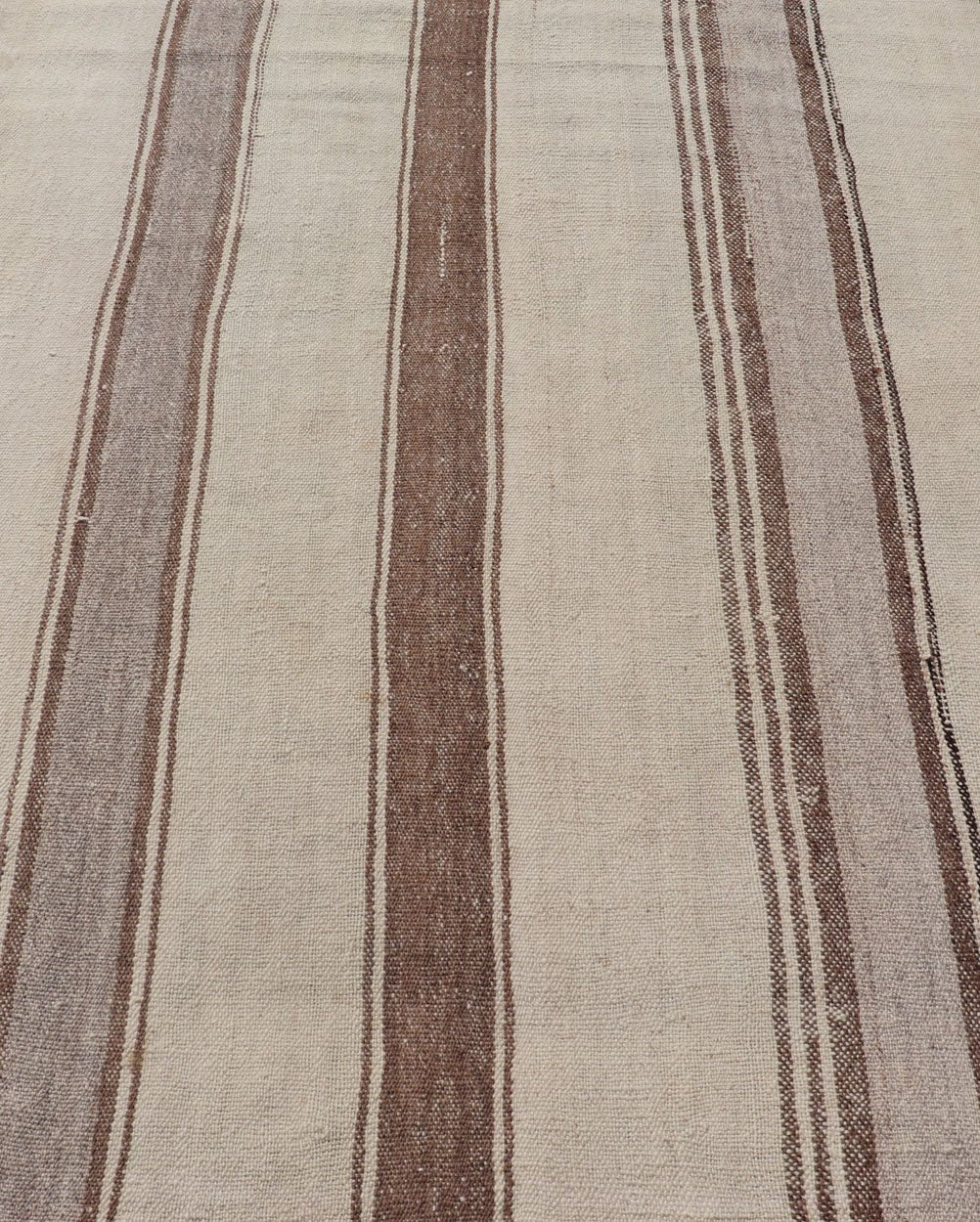 Vintage Turkish Kilim with Vertical Stripes in Tan, Taupe, Cream and Brown Vintage Kilim small Rug in Tan, Gray, Taupe, Cream & Brown, Keivan Woven Arts rug EN - 178677, country of origin / type: Turkey / Kilim, circa Mid - 20th Century. Mea... - Keivan Woven ArtsEN - 178677 - 18443Rug