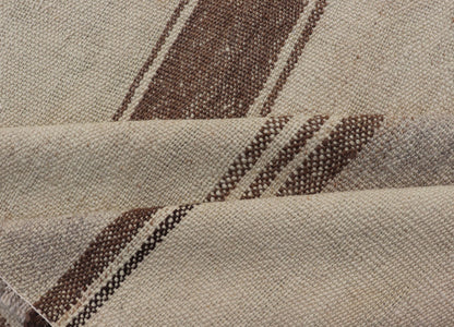 Vintage Turkish Kilim with Vertical Stripes in Tan, Taupe, Cream and Brown Vintage Kilim small Rug in Tan, Gray, Taupe, Cream & Brown, Keivan Woven Arts rug EN - 178677, country of origin / type: Turkey / Kilim, circa Mid - 20th Century. Mea... - Keivan Woven ArtsEN - 178677 - 18443Rug