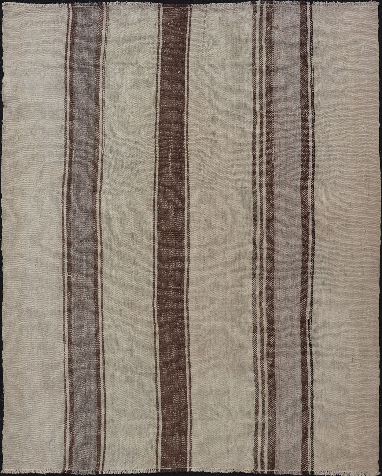 Vintage Turkish Kilim with Vertical Stripes in Tan, Taupe, Cream and Brown Vintage Kilim small Rug in Tan, Gray, Taupe, Cream & Brown, Keivan Woven Arts rug EN - 178677, country of origin / type: Turkey / Kilim, circa Mid - 20th Century. Mea... - Keivan Woven ArtsEN - 178677 - 18443Rug