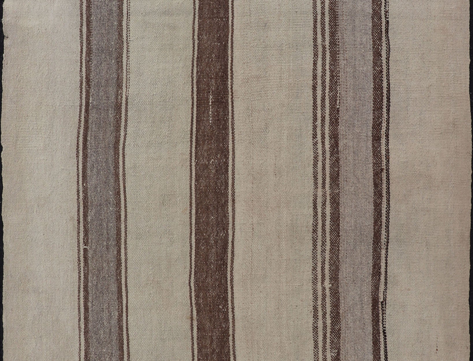 Vintage Turkish Kilim with Vertical Stripes in Tan, Taupe, Cream and Brown Vintage Kilim small Rug in Tan, Gray, Taupe, Cream & Brown, Keivan Woven Arts rug EN - 178677, country of origin / type: Turkey / Kilim, circa Mid - 20th Century. Mea... - Keivan Woven ArtsEN - 178677 - 18443Rug