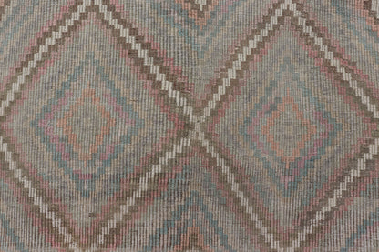 Vintage Turkish Embroidered Rug with Geometric Diamond Design Embroidered vintage flat weave rug from Turkey in shades of cream and neutrals with geometric pattern rug EN - 178708, Keivan Woven Arts / country of origin / type: Turkey / Kili... - Keivan Woven ArtsEN - 178708 - 17502Rug