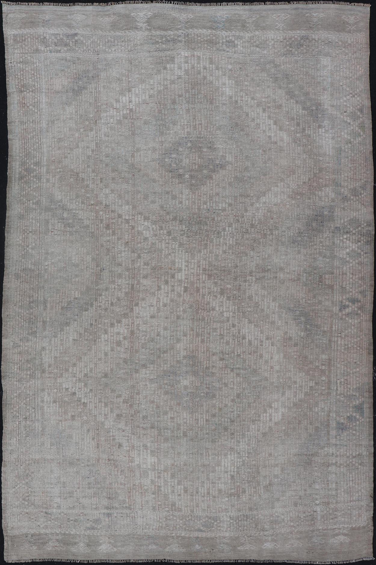 Vintage Hand Woven Turkish Embroidered Rug with Geometric Diamond Design Embroidered vintage flat weave rug from Turkey in shades of tan, taupe, Gray cream and neutrals with geometric pattern, Keivan Woven Arts / rug EN - 178709, country of origin... - Keivan Woven ArtsEN - 178709 - 19136