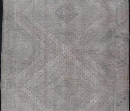 Vintage Hand Woven Turkish Embroidered Rug with Geometric Diamond Design Embroidered vintage flat weave rug from Turkey in shades of tan, taupe, Gray cream and neutrals with geometric pattern, Keivan Woven Arts / rug EN - 178709, country of origin... - Keivan Woven ArtsEN - 178709 - 19136