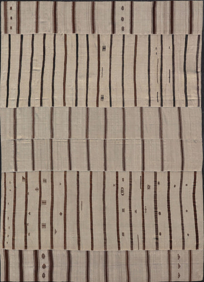 Vintage Hand Woven Neutral Paneled Kilim Flat - Weave in Tones of Cream and Brown Large Vintage Hand Woven neutral paneled Kilim flat - weave in tones of cream and brown in stripe design kwarugs, Casual flat - weave Kilim design, Keivan Woven Arts /ru... - Keivan Woven ArtsEN - 178724 - 18329