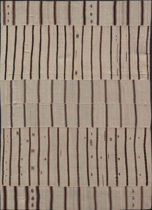 Vintage Hand Woven Neutral Paneled Kilim Flat - Weave in Tones of Cream and Brown Large Vintage Hand Woven neutral paneled Kilim flat - weave in tones of cream and brown in stripe design kwarugs, Casual flat - weave Kilim design, Keivan Woven Arts /ru... - Keivan Woven ArtsEN - 178724 - 18329