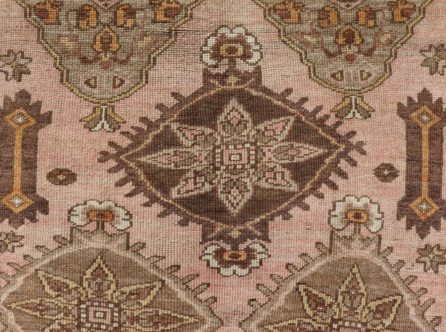 Vintage Hand - Knotted Turkish Kars Galley Rug in Wool with Medallion Design. Keivan Woven Arts; rug EN - 178729, country of origin / type: Turkey / Oushak, circa 1930. Measures: 4'7 x 13'3 This vintage Turkish Kars gallery runner has been h... - Keivan Woven ArtsEN - 178729 - 23510Rug