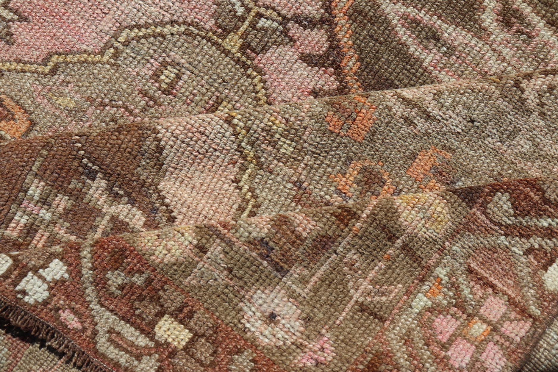 Vintage Hand - Knotted Turkish Kars Galley Rug in Wool with Medallion Design. Keivan Woven Arts; rug EN - 178729, country of origin / type: Turkey / Oushak, circa 1930. Measures: 4'7 x 13'3 This vintage Turkish Kars gallery runner has been h... - Keivan Woven ArtsEN - 178729 - 23510Rug