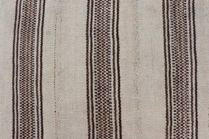 Stripe Design Turkish Vintage Flat - Weave Rug in Brown and Ivory. Keivan Woven Arts / rug EN - 178786, country of origin / type: Turkey / Kilim, circa 1950 Measures: 4'5 x 5'1 Woven during the early - 20th century in Turkey, this Kilim is decorated w... - Keivan Woven ArtsEN - 178786 - 24187Rug
