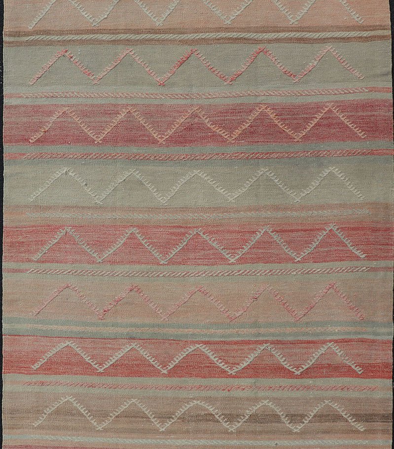 Multicolored Vintage Gallery Turkish Large Kilim Rug with Stripe Design Multicolored Vintage Gallery Turkish Large Kilim Rug with Stripe Design. Keivan Woven Arts / rug EN - 178919 country of origin / type: Turkey / Kilim, circa mid - 20th century ... - Keivan Woven ArtsEN - 178919 - 17532Rug