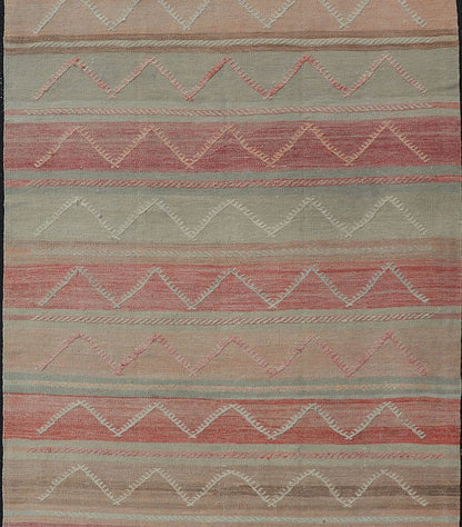 Multicolored Vintage Gallery Turkish Large Kilim Rug with Stripe Design Multicolored Vintage Gallery Turkish Large Kilim Rug with Stripe Design. Keivan Woven Arts / rug EN - 178919 country of origin / type: Turkey / Kilim, circa mid - 20th century ... - Keivan Woven ArtsEN - 178919 - 17532Rug