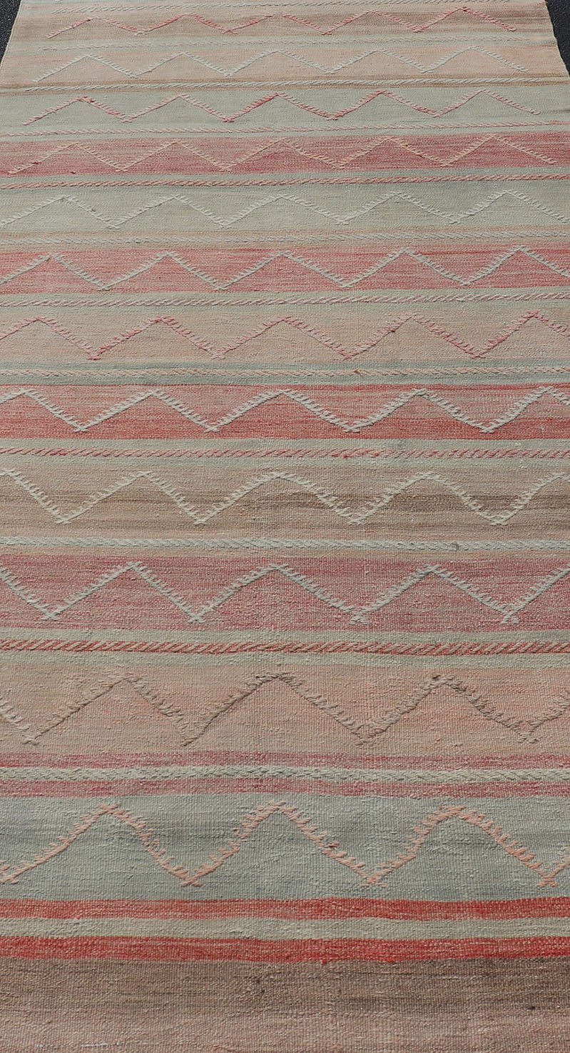 Multicolored Vintage Gallery Turkish Large Kilim Rug with Stripe Design Multicolored Vintage Gallery Turkish Large Kilim Rug with Stripe Design. Keivan Woven Arts / rug EN - 178919 country of origin / type: Turkey / Kilim, circa mid - 20th century ... - Keivan Woven ArtsEN - 178919 - 17532Rug