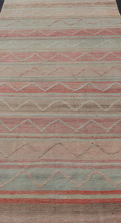 Multicolored Vintage Gallery Turkish Large Kilim Rug with Stripe Design Multicolored Vintage Gallery Turkish Large Kilim Rug with Stripe Design. Keivan Woven Arts / rug EN - 178919 country of origin / type: Turkey / Kilim, circa mid - 20th century ... - Keivan Woven ArtsEN - 178919 - 17532Rug