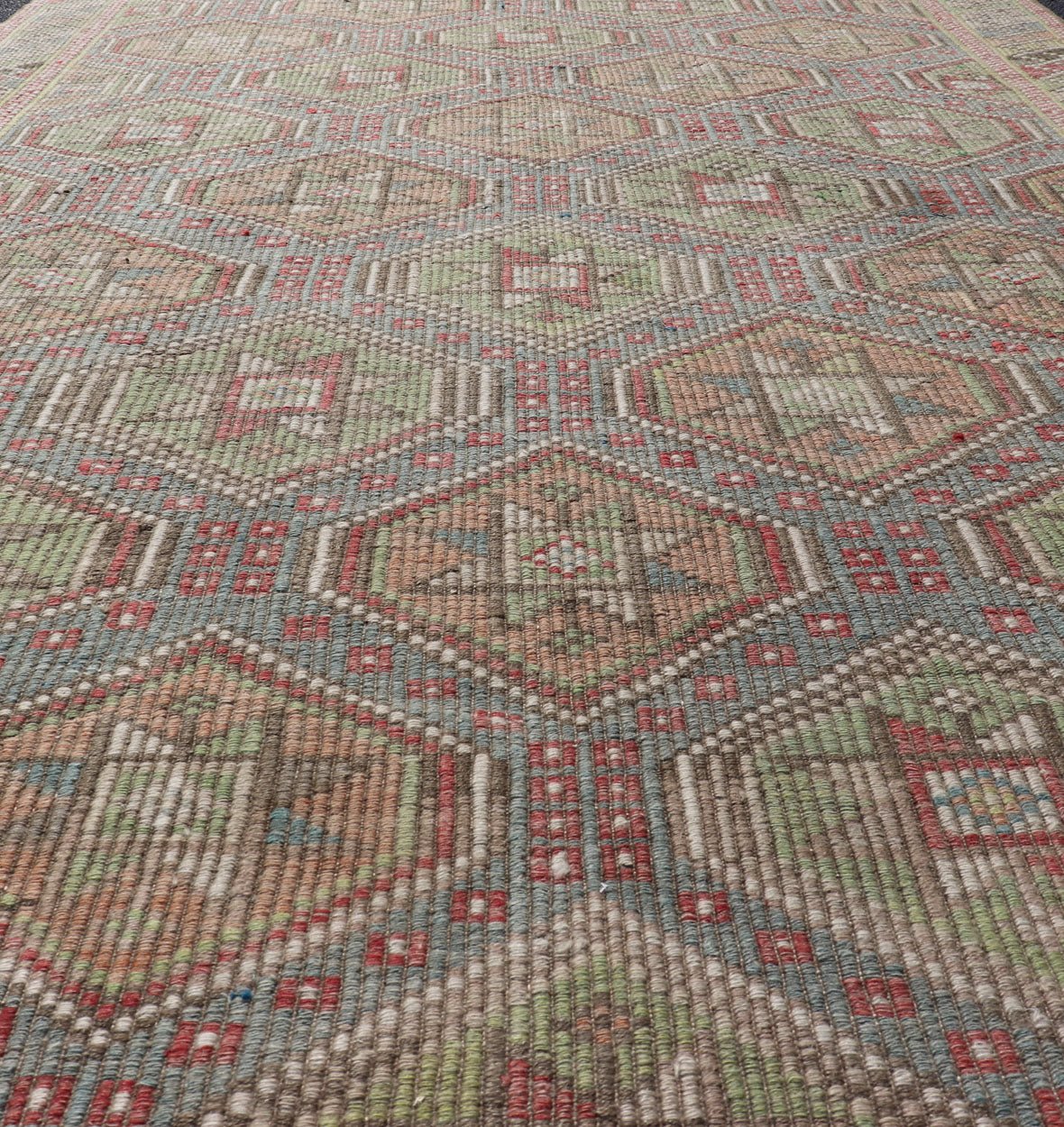 Colorful Vintage Turkish Flat - Weave Tribal Motif Kilim with Embroideries Colorful Vintage Turkish Flat - Weave Tribal Motif Kilim with Embroideries. Keivan Woven Arts / rug /EN - 178922 Mid - 20th Century This Embroidered kilim rug from Turkey... - Keivan Woven ArtsEN - 178922 - 17538Rug