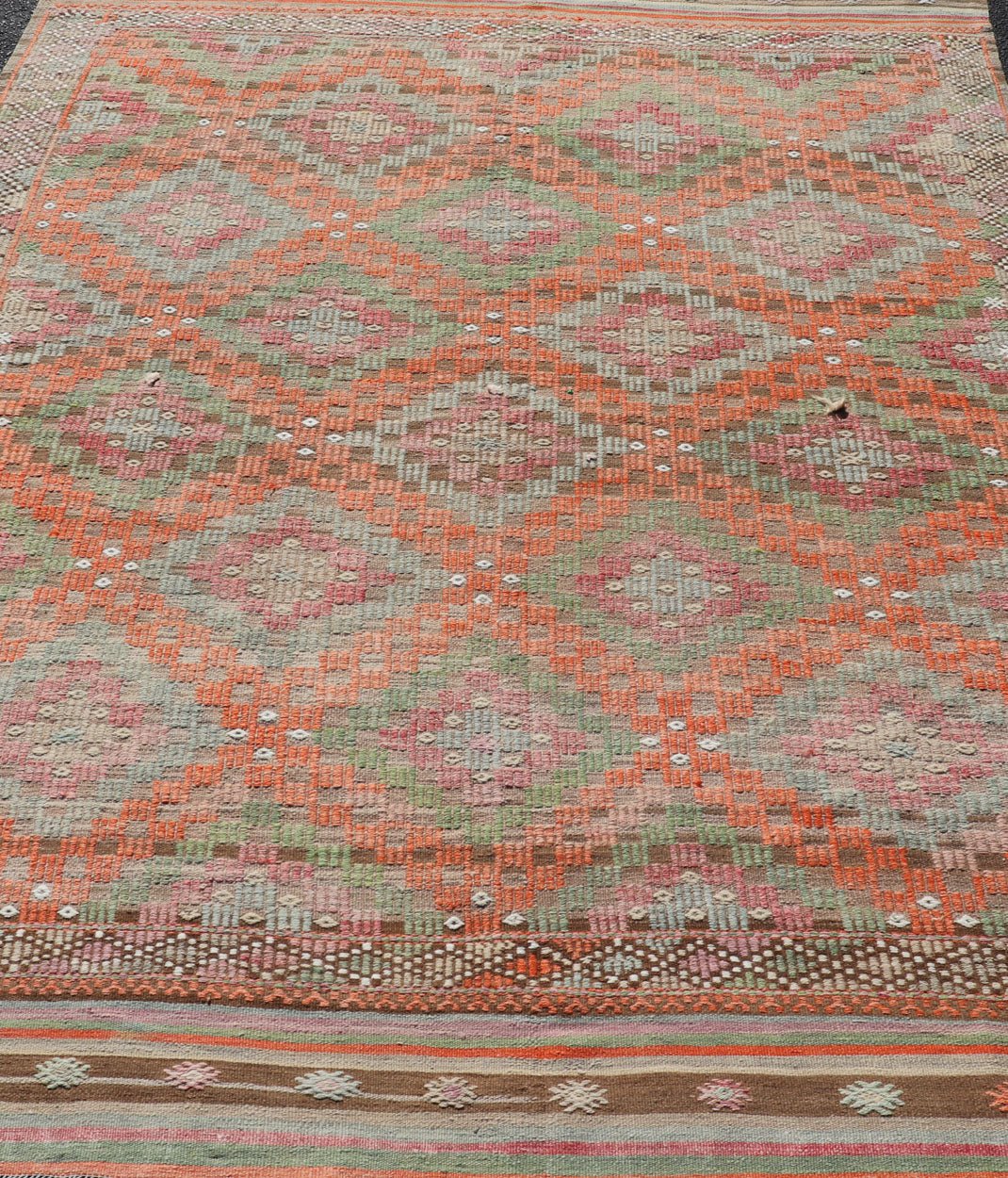 Vintage Turkish flat - weave Tribal Modern kilim with embroideries in multi colors, Keivan Woven Arts / rug / EN - 178975 country of origin / type: Turkey / Kilim, circa 1950 Measures: 6'5 x 8'8 Colorful Vintage Turkish Embroidered Flat - Weav... - Keivan Woven ArtsEN - 178975 - 17544Rug