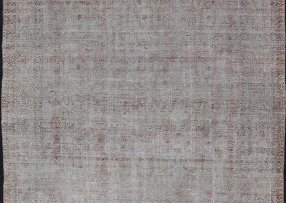 Distressed Antique Hand - Knotted Persian Mahal Rug in Wool in Neutral Tones This antique Persian Mahal rug has been hand - knotted in wool and features an all - over sub - geometric design rendered in neutral tones. A complementary, multi - tiered borde... - Keivan Woven ArtsEN - 178980 - 19856