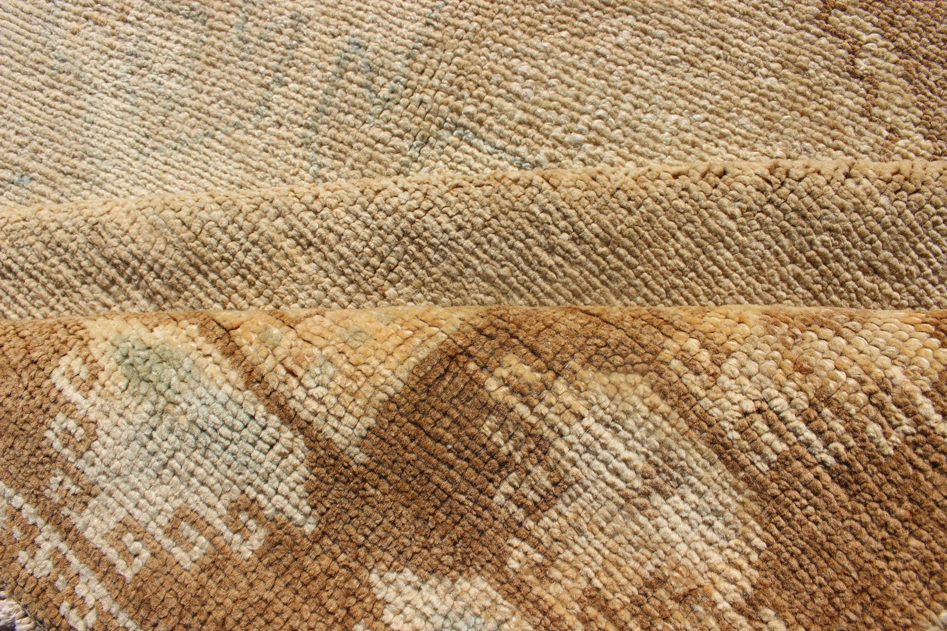 Gallery Turkish Oushak/Kars Rug in Earth Tones with Three Medallions Vintage wide Gallery runner from Turkey with Medallion design in various tones of ta, sand, taupe and light brown rug en - 165931, country of origin / type: Turkey / Kars, circa ... - Keivan Woven ArtsEN - 179015 - 12537Rug