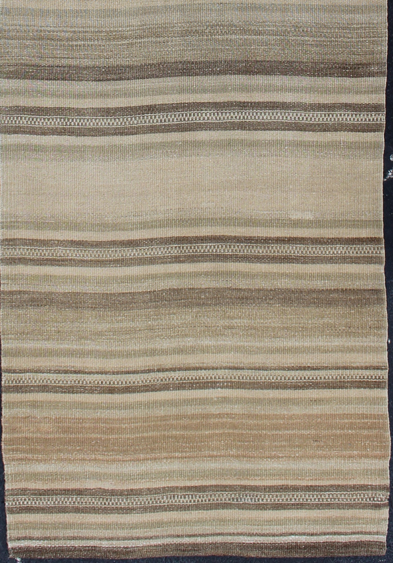 Striped Design Vintage Turkish Hand Woven Flat - Weave Runner With Minimalist Vintage Kilim runner from Turkey with stripes, Keivan Woven Arts / rug EN - 179070, country of origin / type: Turkey / Kilim, circa 1960 This softly striped - design ... - Keivan Woven ArtsEN - 179070 - 11883Rug