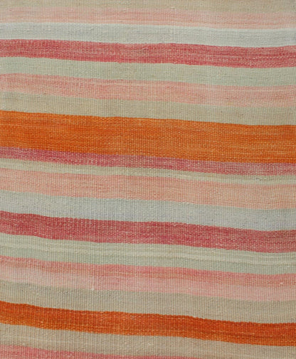Vintage Kilim Runner Turkish in Multi Color in Stripe Design Multicolored vintage Turkish Kilim rug with horizontal stripes in orange, taupe, ivory, charcoal, and rust. Keivan Woven Arts / rug/EN - 179071, country of origin / type: Turkey / Kilim,... - Keivan Woven ArtsEN - 179071 - 11980Rug