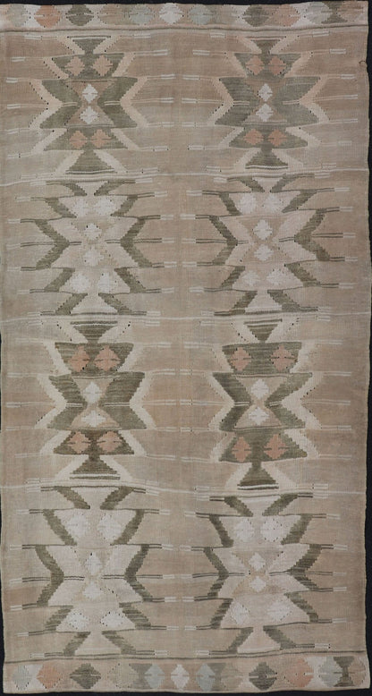 Bold Medallion Design Turkish Flat Weave Kilim Rug With Earthy Tones and Green Bold Medallion Design Turkish Flat Weave Kilim Rug With Earthy Tones and Green. Keivan Woven Arts / rug EN - 179072, country of origin / type: Turkey / Kilim, circa 19... - Keivan Woven ArtsEN - 179072 - 17550Rug