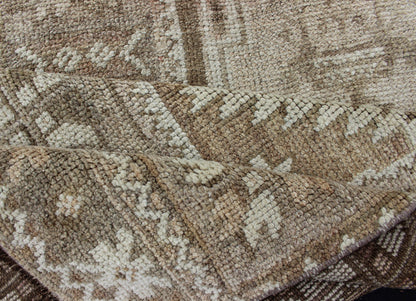 Long Vintage Turkish Oushak Runner with Medallions in Earth Tones. Keivan Woven Arts - Vintage Oushak carpet with multi - medallion design in cream, taupe, light brown and earth tones, rug EN - 179084, country of origin / type: Turkey / Oushak, circa 195... - Keivan Woven ArtsEN - 179084 - 12755Rug