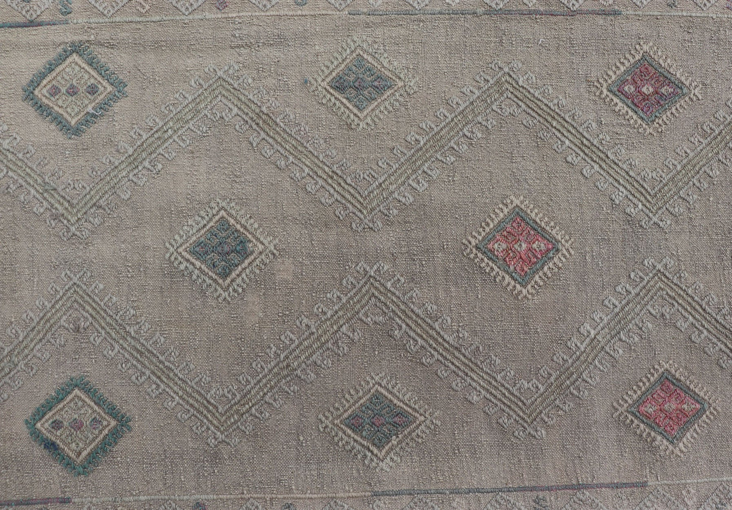 Long Vintage Kilim Embroidered Turkish Runner with Diamond Design Long Vintage Kilim Embroidered Turkish Runner with Diamond Design. Keivan Woven Arts. rug EN - 179089 country of origin / type: Turkey / Kilim, circa mid - 20th century. Turkish K... - Keivan Woven ArtsEN - 179089 - 17556Rug